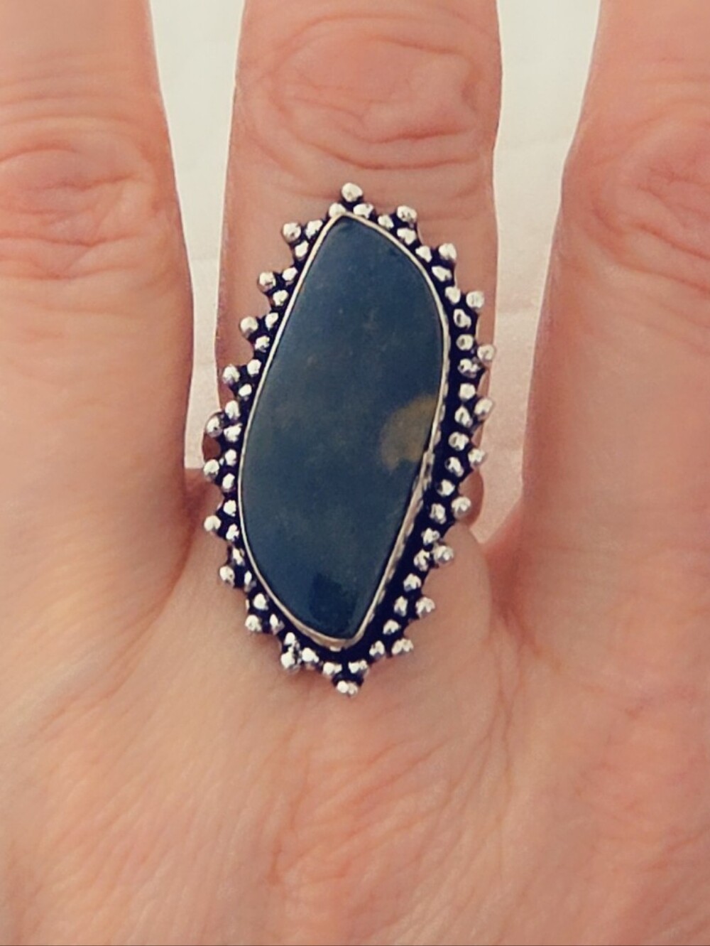 Adjustable Gemstone Statement Ring Overlay Sterling Silver Plated